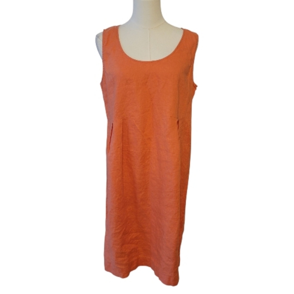 J. Jill Orange Sleeveless‎ Linen Shift Dress Size Medium
